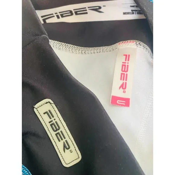 Fiber Colombiana Leggings Compression Slimming One Size Black and Blue EUC - Picture 7 of 14